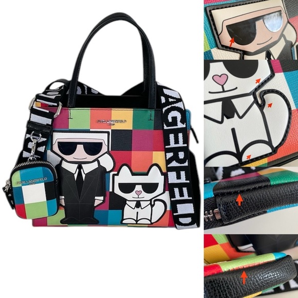 Karl Lagerfeld Handbags - Karl Lagerfeld Paris Maybelle Satchel Multicolor Handle Crossbody Strap Bag (OY)